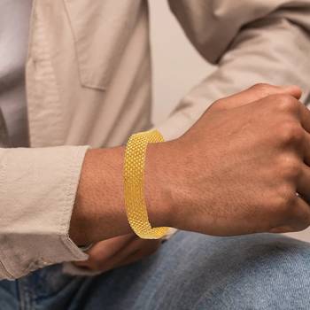 Brass gold plated broad unisex bracelet 4