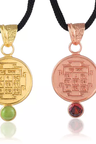 Brass rahu ketu suraksha kawach pendant combo (set of 2)