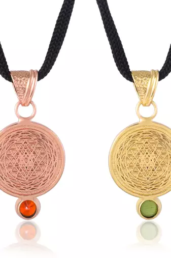 Brass rahu ketu suraksha kawach pendant combo (set of 2)