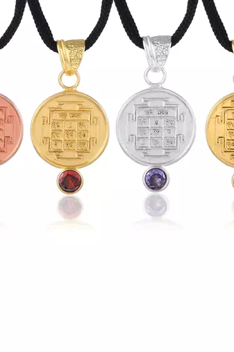 Brass rahu ketu mangal shani suraksha kawach pendant set (set of 4)