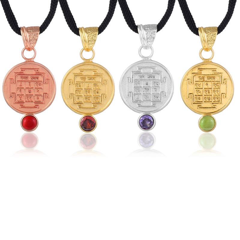 Brass rahu ketu mangal shani suraksha kawach pendant set (set of 4)