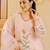 Floral embroidered cream v neck pure cotton kurta set with trouser & dupatta