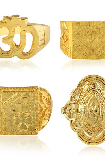 Brass micron 1 gram gold set of 4 finger rings