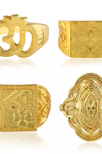 Brass micron 1 gram gold set of 4 finger rings