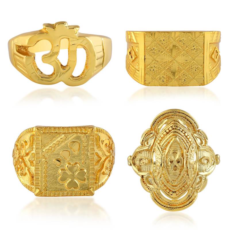 Brass micron 1 gram gold set of 4 finger rings