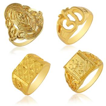Brass micron 1 gram gold set of 4 finger rings 3