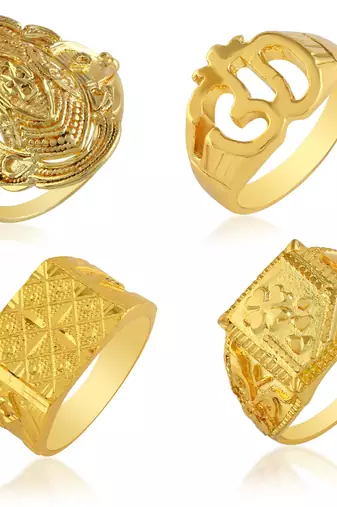 Brass micron 1 gram gold set of 4 finger rings