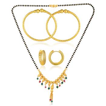 Brass micron gold mangalsutra bangle and earring 1