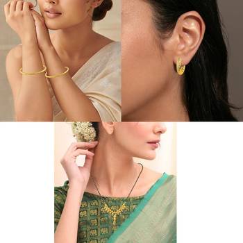 Brass micron gold mangalsutra bangle and earring 5