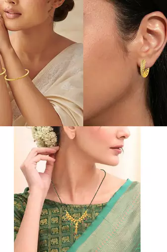 Brass micron gold mangalsutra bangle and earring
