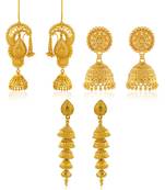 Brass micron gold 3 types of jhumki earrings