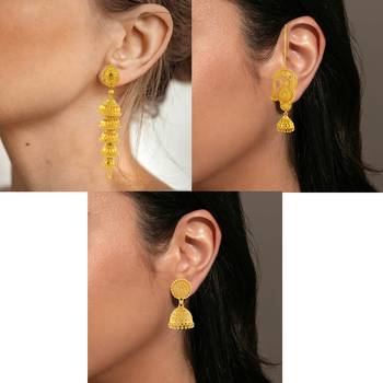 Brass micron gold 3 types of jhumki earrings 3