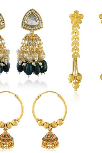 Brass micron gold 3 types of earrings