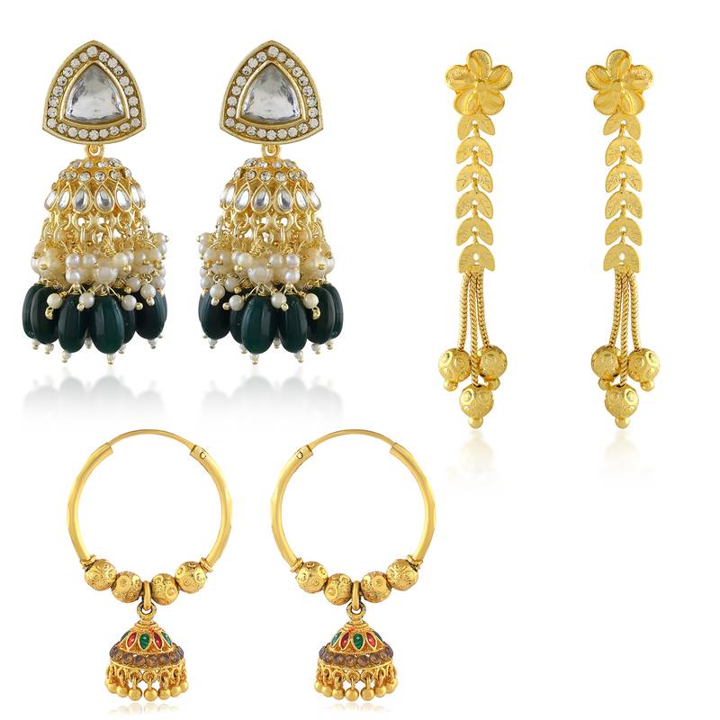 Brass micron gold 3 types of earrings