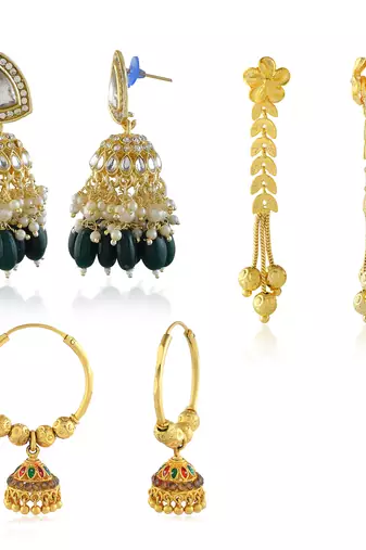 Brass micron gold 3 types of earrings