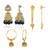 Brass micron gold 3 types of earrings