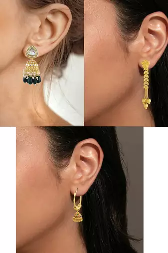 Brass micron gold 3 types of earrings