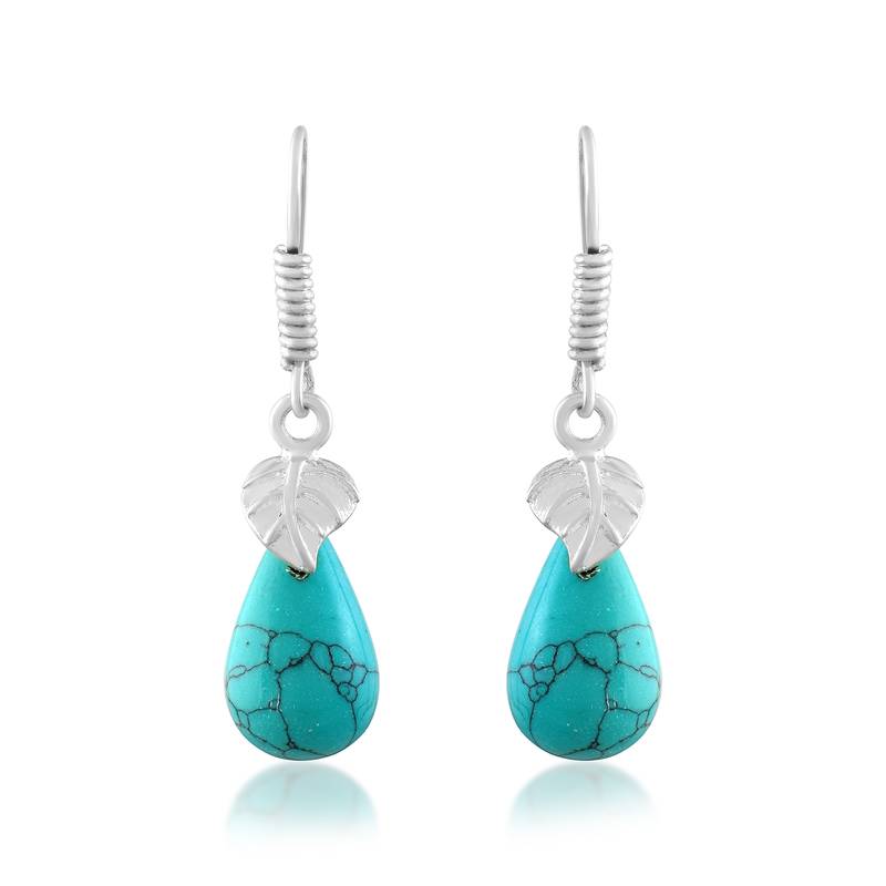 Natural turquoise firoza drop earrings for women