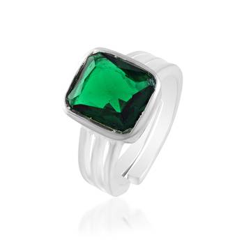 Brass silver plated natural real emerald finger ring 1