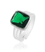 Brass silver plated natural real emerald finger ring