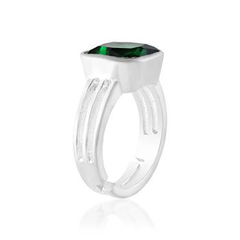 Brass silver plated natural real emerald finger ring 2