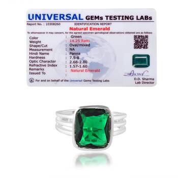 Brass silver plated natural real emerald finger ring 3