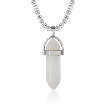 White moonstone candle pendant for good luck fortune for men women 1