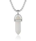 White moonstone candle pendant for good luck fortune for men women