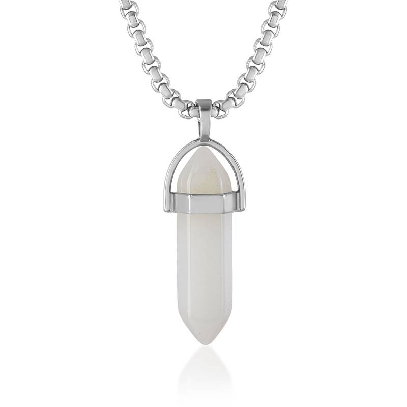 White moonstone candle pendant for good luck fortune for men women