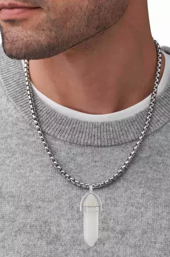 White moonstone candle pendant for good luck fortune for men women