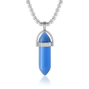 Blue chalcedony candle pendant for good luck fortune for men women 1