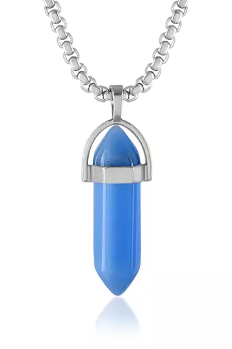 Blue chalcedony candle pendant for good luck fortune for men women