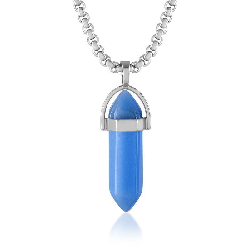 Blue chalcedony candle pendant for good luck fortune for men women