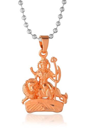 Pure copper rose gold plated durga sherawali mata pendant
