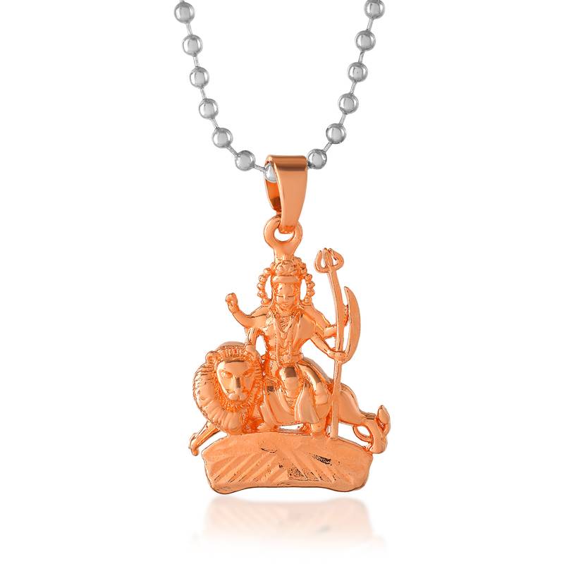 Pure copper rose gold plated durga sherawali mata pendant