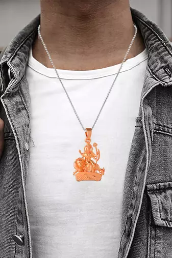 Pure copper rose gold plated durga sherawali mata pendant
