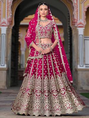 pink sequins net lehenga set choli with dupatta 1