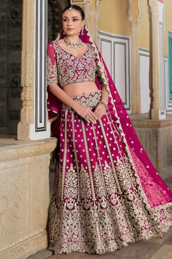 pink sequins net lehenga set choli with dupatta