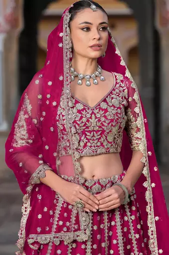 pink sequins net lehenga set choli with dupatta