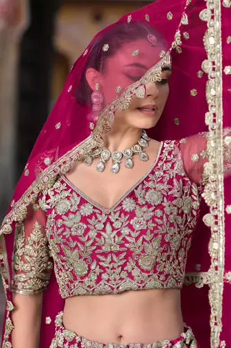 pink sequins net lehenga set choli with dupatta