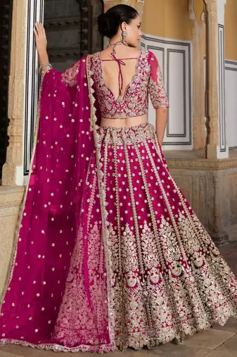 pink sequins net lehenga set choli with dupatta