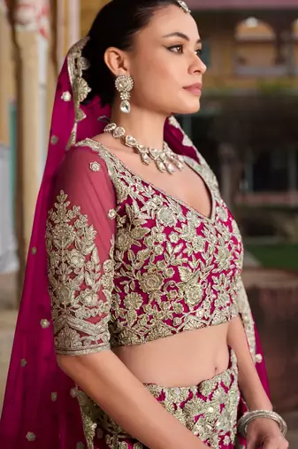 pink sequins net lehenga set choli with dupatta