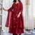 Deep Red Embroidered Mul Chanderi Anarkali Kurti Set