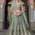 pista green zari work net lehenga set choli with dupatta with dupatta