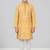 Yellow printed poly jacquard kurta pajama for kids