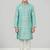 Blue printed poly jacquard kurta pajama for kids