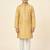 Yellow printed poly jacquard kurta pajama for kids