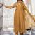 Mustard Embroidered Mul Chanderi Anarkali Kurti Set