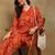 Women ethnic motifs printed orange rayon straight kurta with pants set