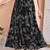 Women black & white floral printed rayon long maxi a line flared skirt